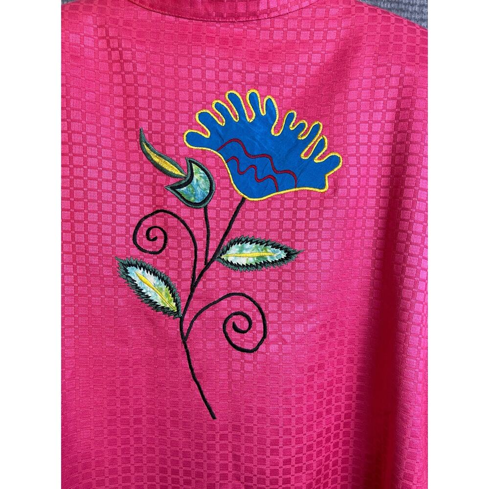 Embroidered Appliquéd Floral Blazer Jacket Womens Pink Art To Wear Statement - Picture 7 of 8
